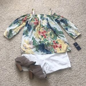 NWT cold shoulder Hawaiian print tunic